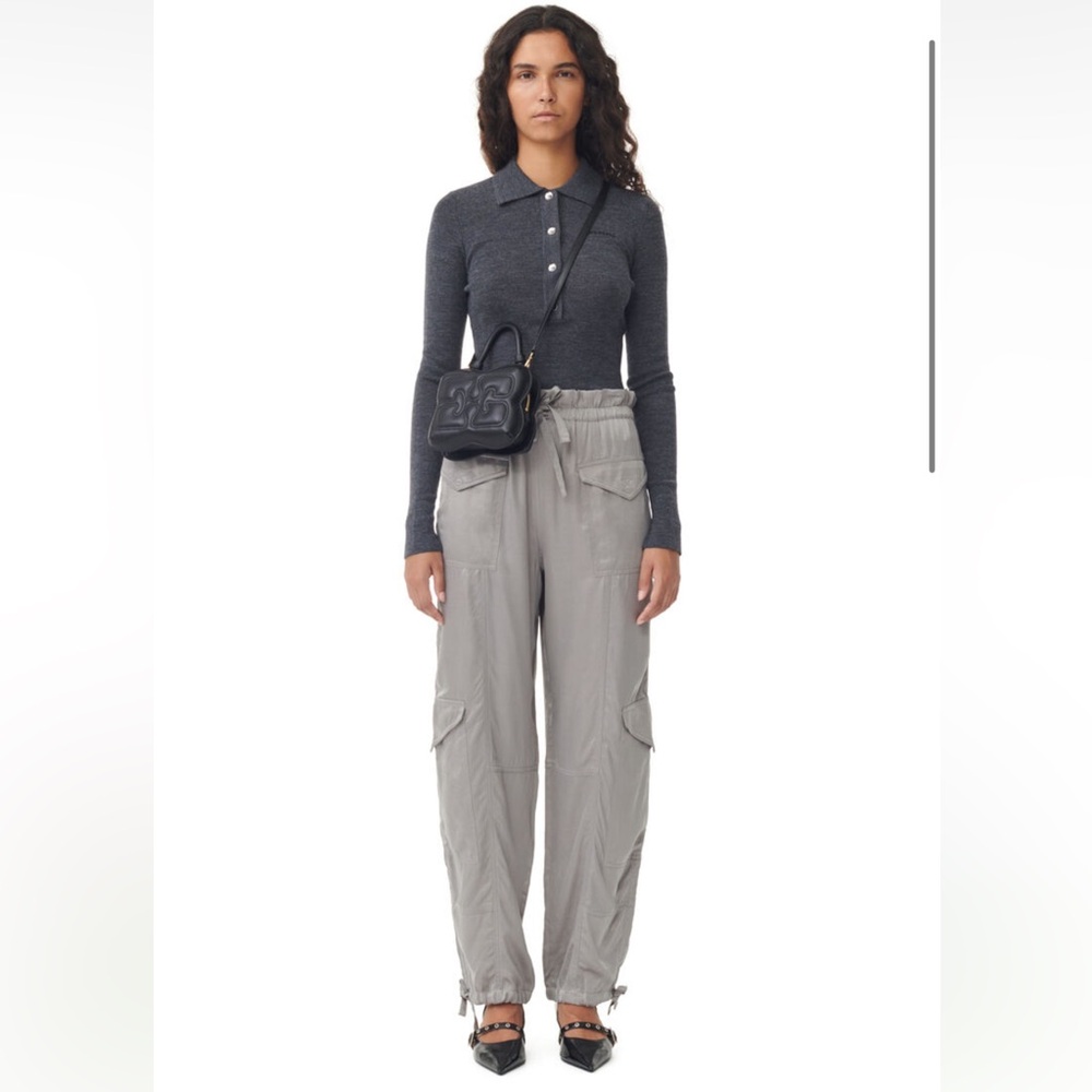 GANNI NEVER WORN WASHED GREY CARGO TROUSERS